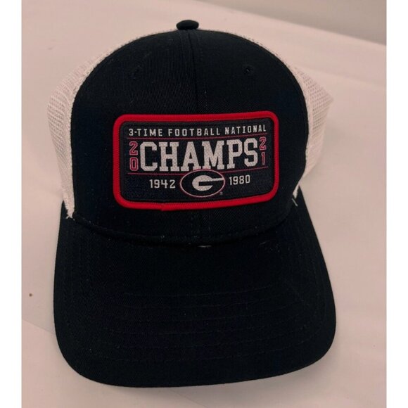 Georgia Bulldogs Mens Snapback Hat 2021 National Championship UGA Black Red - Picture 1 of 4